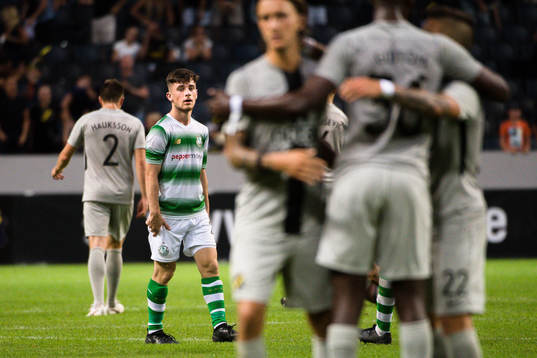 Aaron Bolger of Shamrock Rovers looks dejected