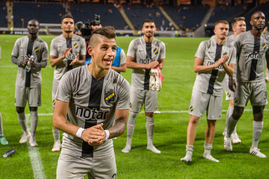 Nicolas Stefanelli of AIK celebrates