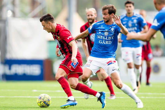 Östersunds Jamie Hopcutt och Trelleborgs Sebastian Ohlsson