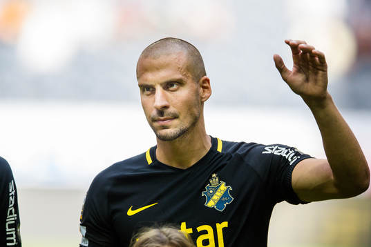 s Panos Dimitriadis före fotbollsmatchen i Allsvenskan