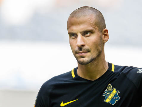 s Panos Dimitriadis före fotbollsmatchen i Allsvenskan