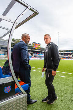 Lars Bohinen, head coach of Aalesund, and Bengt Sæternes,