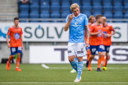 Vegard Aasen of Sandnes Ulf  looks dejected