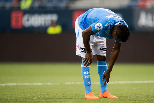 Kachi of Sandnes Ulf looks dejected
