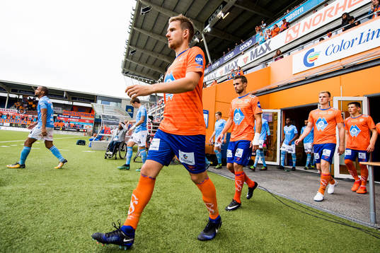 Oddbjørn Lie of Aalesund enters the pitch