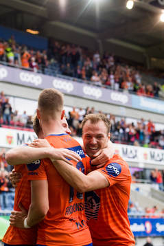 Aron Elís Thrándarson of Aalesund celebrates the 1-0 goal