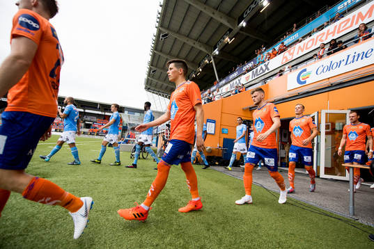 Sondre Fet of Aalesund enters the pitch