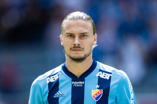 Djurgårdens Erik Johansson innan fotbollsmatchen i
