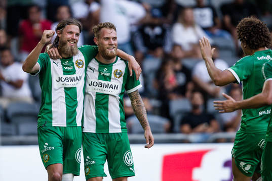 Hammarbys Björn Paulsen och David Fällman jublar
