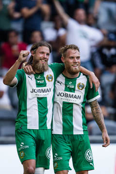 Hammarbys Björn Paulsen och David Fällman jublar