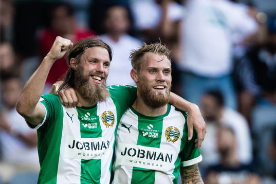 Hammarbys Björn Paulsen och David Fällman jublar