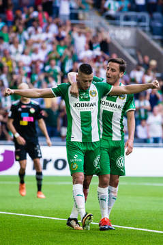 Hammarbys Nikola Djurdjic jublar med Jeppe Andersen