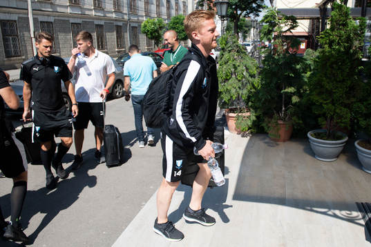 Anders Christiansen of Malmö FF arrives to the hotel