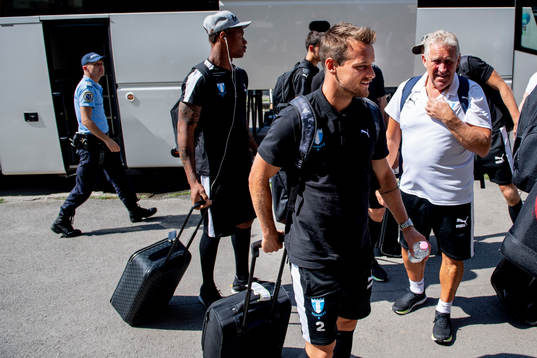 Eric Larsson of Malmö FF arrives to the hotel