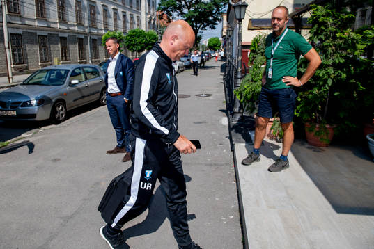 Head coach Uwe Rösler of Malmö FF arrives to the hotel