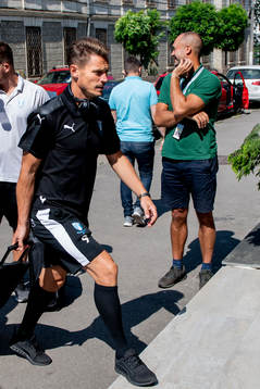 Markus Rosenberg of Malmö FF arrives to the hotel