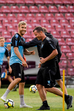 Rasmus Bengtsson and general manager Daniel Andersson of