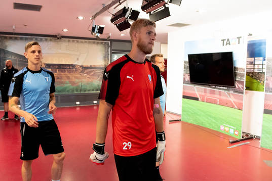 Sören Rieks, goalkeeper Fredrik Andersson and Eric Larsson