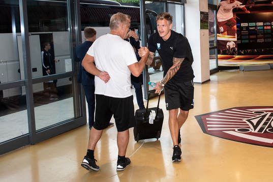 Goalkeeper Johan Dahlin of Malmö FF arrives