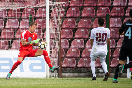 Goalkeeper Johan Dahlin of Malmö FF with a save