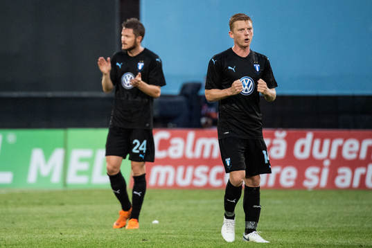 Lasse Nielsen and Anders Christiansen of Malmö FF celebrate