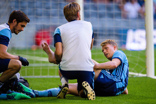 Jonathan Augustinsson of Djurgården in pain