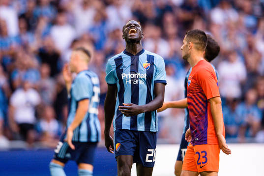 Aliou Badji of Djurgården looks dejected