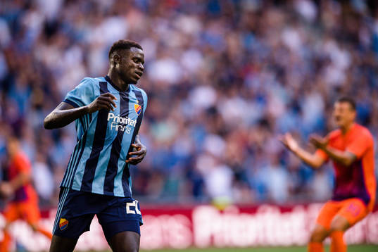 Aliou Badji of Djurgården looks dejected