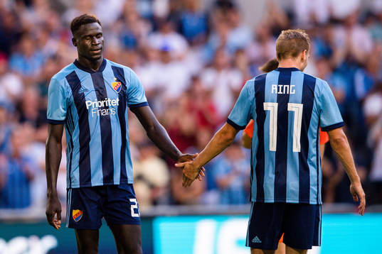 Aliou Badji and Jonathan Ring of Djurgården looks dejected