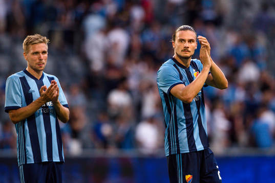 Jonathan Ring and Erik Johansson of Djurgården celebrates