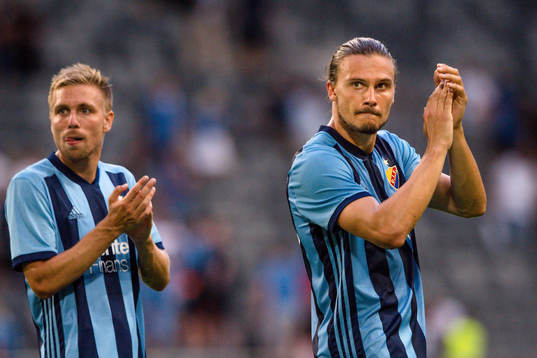 Jonathan Ring and Erik Johansson of Djurgården celebrates
