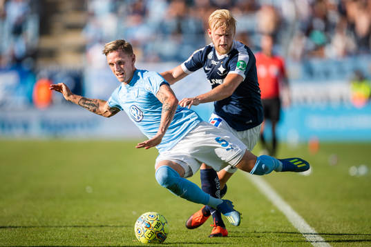 Malmö FFs Sören Rieks och Norrköpings Kalle Holmberg i