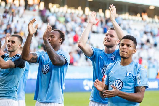 Malmö FFs Carlos Strandberg, Lasse Nielsen och Romain Gall