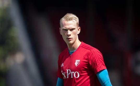 Goalkeeper Pontus Dahlberg of Watford pre match