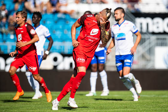 Vito Wormgoor of Brann celebrates scoring 2-1