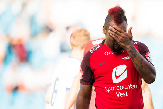 Bismar Acosta of Brann looks dejected