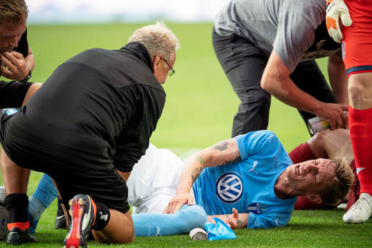 Sören Rieks of Malmö FF is in pain