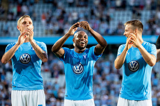 Sören Rieks, Fouad Bachirou and Eric Larsson of Malmö FF