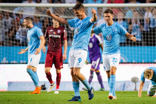 Marcus Antonsson, Markus Rosenberg of Malmö FF celebrates