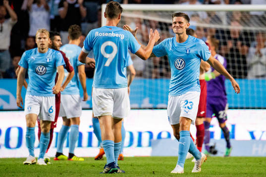 Marcus Antonsson, Markus Rosenberg of Malmö FF celebrates