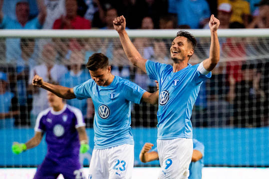 Marcus Antonsson, Markus Rosenberg of Malmö FF celebrates
