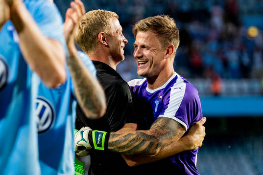 Physiotherapist Alexander Nilsson and goalkeeper Johan