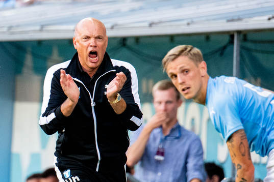 Head coach Uwe Rösler and Sören Rieks of Malmö FF