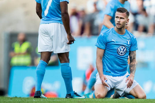 Arnór Ingvi Traustason of Malmö FF looks dejected