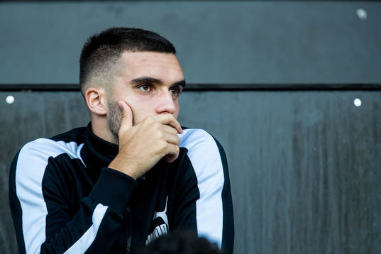 Egzon Binaku of Malmö FF in the stands prior to  the UEFA