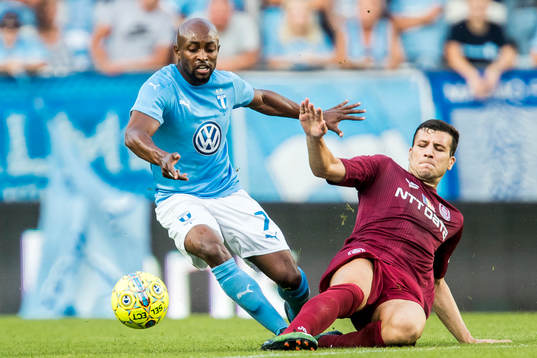 Fouad Bachirou of Malmö FF George Tucudean of Cluj