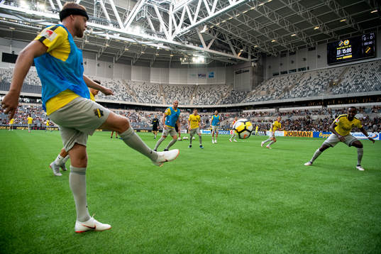 Daniel Sundgren and Henok Goitom of AIK prior to the UEFA