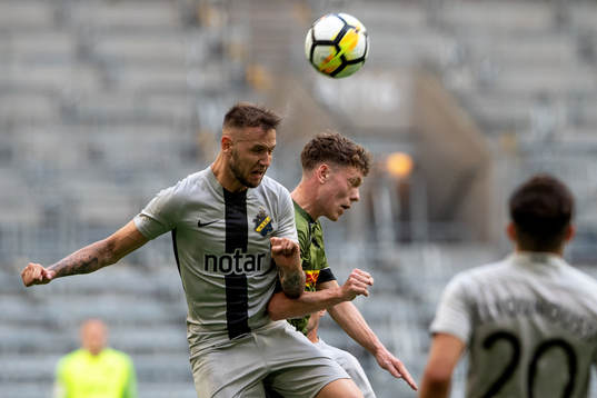 Alexander Milosevic of AIK and Andreas Olsen of
