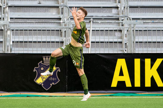 Andreas Olsen of Nordsjälland celebrates