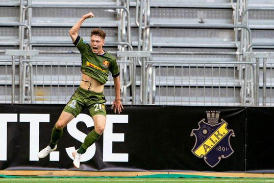 Andreas Olsen of Nordsjälland celebrates